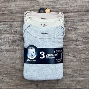 Gerber | 3pk Baby Onesies | 3-6m | Grey/Taupe | Gender Neutral | Baby Gift | NWT